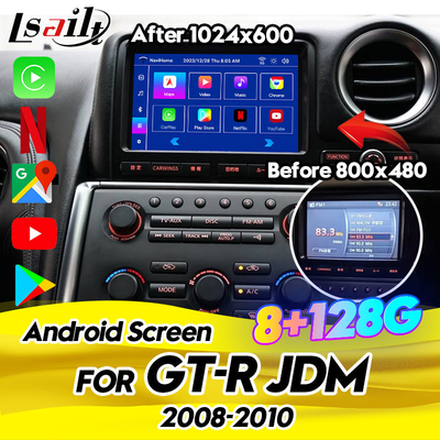 หน้าจอมัลติมีเดียรถยนต์สําหรับ Nissan GT-R R35 2008-2010 JDM รุ่น อุปกรณ์ไร้สาย CarPlay, Android Auto, 8+128GB