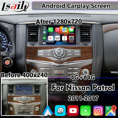 Lsailt 8 นิ้ว Android Carplay หน้าจอสำหรับ Nissan Patrol Y62 Pathfinder 2011-2017 พร้อม Wireless Android Auto