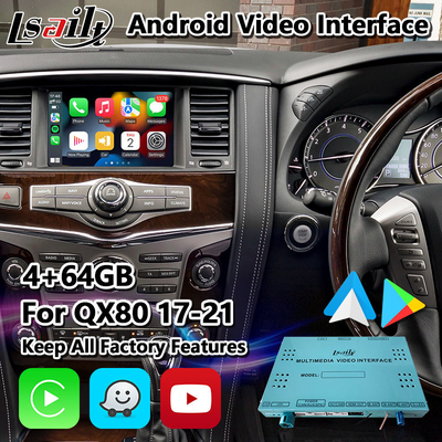 Lsailt Android Car GPS นำทางอินเทอร์เฟซวิดีโอมัลติมีเดียสำหรับ Infiniti QX80 2017-2021