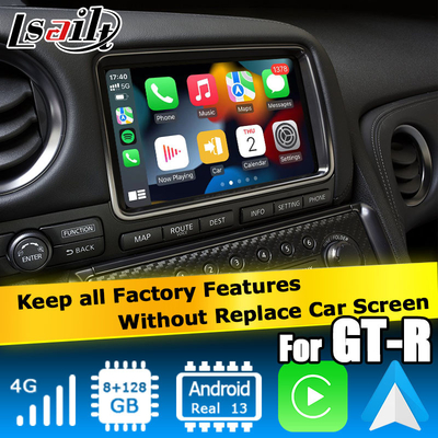 แอนดรอยด์ 13 8+128 การนําทาง Carplay แอนดรอยด์ อัตโนมัติ อินเตอร์เฟซวีดีโอสําหรับ Nissan GT-R GTR R35