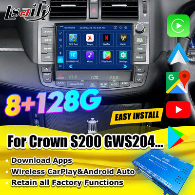 อินเตอร์เฟซมัลติมีเดีย Android 13 สําหรับ Toyota Crown S200 URS206 2008-2012 รุ่น โมดูลการอัพเกรด Android รวม YouTube, NetFlix, Google Map