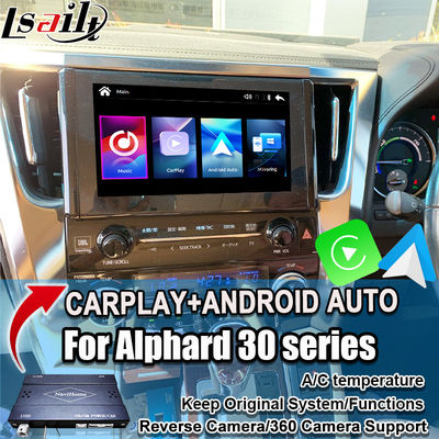 แอปเปิ้ล CarPlay / Android อัตโนมัติแบบปรับปรุงแบบไร้สายสําหรับ Alphard 30 ซีรีส์ Vellfire Toyota รองรับวิทยุ FM,A / C, กระจก, กล้อง