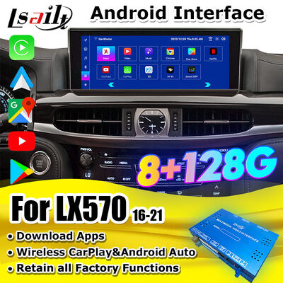โมดูลอัปเกรด Android OEM สำหรับ LX570 Lexus RX GX LS NX ES รองรับ Wireless CarPlay, Android Auto, YouTube, NetFlix