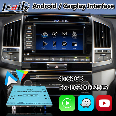 Lsailt Android อินเทอร์เฟซวิดีโอมัลติมีเดียสำหรับ Toyota Land Cruiser LC200 2013-2015 พร้อม Android Auto Carplay