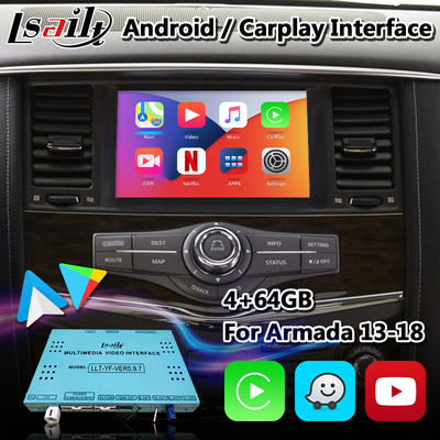 กล่องเชื่อมต่อวิดีโอสำหรับรถยนต์ Android สำหรับ Nissan Armada พร้อม Android Auto Carplay แบบไร้สาย