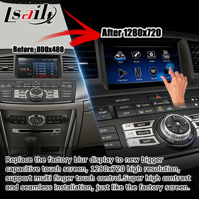 Infiniti M35 M45 Nissan Fuga HD หน้าจอสัมผัสหลายนิ้วอัพเกรด carplay android auto video interface