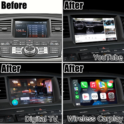 Infiniti M35 M45 Nissan Fuga HD หน้าจอสัมผัสหลายนิ้วอัพเกรด carplay android auto video interface
