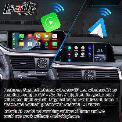 Lexus RX350 RX450h RX200t อินเตอร์เฟสการจำลองหน้าจออัตโนมัติของ Android CarPlay แบบไร้สาย