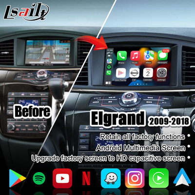 หน้าจอมัลติมีเดีย CarPlay แบบไร้สายสำหรับ Nissan Elgrand Patrol, Armada Infiniti QX พร้อมระบบนำทาง GPS, Android Auto