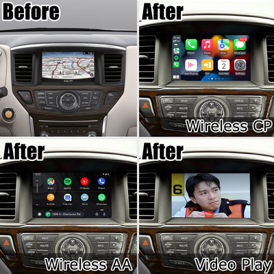 กล่องนำทางอัตโนมัติ Carplay Android แบบไร้สายสำหรับ Nissan Pathfinder R52 2017-2021