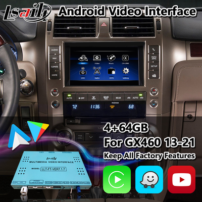 Lexus GX460 Android อินเทอร์เฟซวิดีโอมัลติมีเดียพร้อมระบบนำทาง GPS Carplay แบบไร้สาย