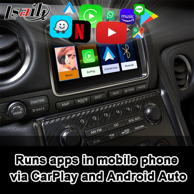 อินเตอร์เฟส Carplay สำหรับ Nissan GT-R GTR R35 2008-2017 ระบบ Android Auto ไร้สายในตัว, Mirror Link