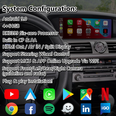 Lsailt Android อินเทอร์เฟซวิดีโอมัลติมีเดียสำหรับ Lexus LS 600H 460 460L AWD F Sport 2012-2017