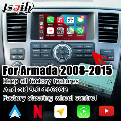 อินเทอร์เฟซวิดีโอ Android carplay กล่องอัตโนมัติ android สำหรับ Nissan Armada TA60 2008-2015