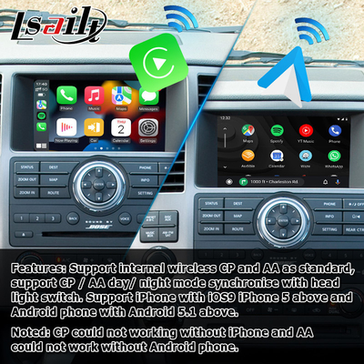 อินเทอร์เฟซวิดีโอ Android carplay กล่องอัตโนมัติ android สำหรับ Nissan Armada TA60 2008-2015