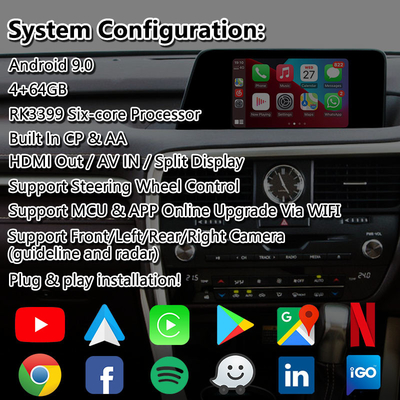 Lsailt Android Multimedia Interface สําหรับ Lexus RX200T RX350 RX300 RX การควบคุมหนู 2016-2019