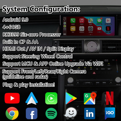 Lsailt Android Carplay Interface สําหรับ Lexus IS200T IS300H IS350 IS300 F Sport AWD IS XE30 2017-2020