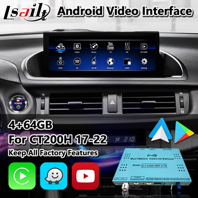 อินเตอร์เฟซวีดีโอสําหรับการนําทางในระบบ Lsailt Android สําหรับ Lexus CT 200h FSport 2017-2022