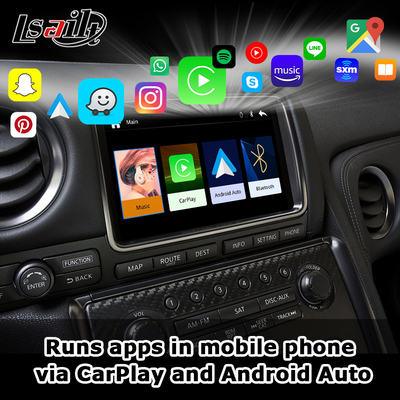 อินเตอร์เฟซ CarPlay แบบไร้สายสําหรับ GT-R GTR R35 2011-2017 รวม Android Auto, GPS Navigation, กล้องหลัง