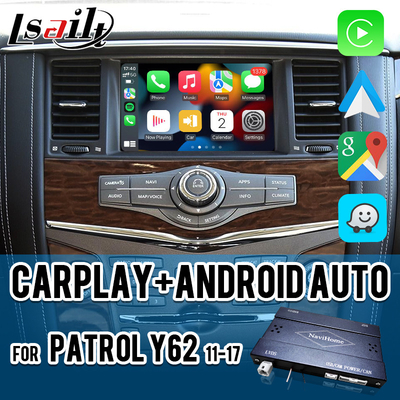 อินเตอร์เฟซ Pin to Pin CarPlay สําหรับ Nissan Patrol Y62, Pathfinder, Armada รวม Android Auto, แผนที่ Google, Waze
