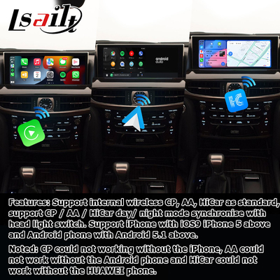 Lexus LX570 LX450d อินเตอร์เฟซวีดีโอ Android รองรับการเล่นรถ Android auto Qualcomm 8+128GB Android 11