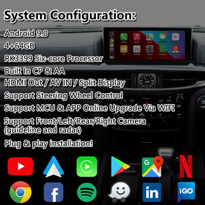 Lsailt แอนดรอยด์ Carplay มัลติมีเดีย วิดีโอ อินเตอร์เฟซ สําหรับ 2016-2021 เล็กซัส LX 570 LX570