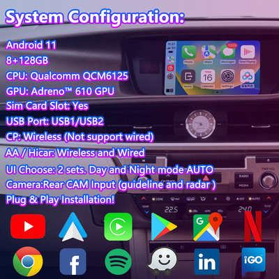 8+128GB Lsailt Android Navigation Video Interface สําหรับ Lexus ES 350 300h 250 200 XV60 การควบคุมหนู 2012-2018