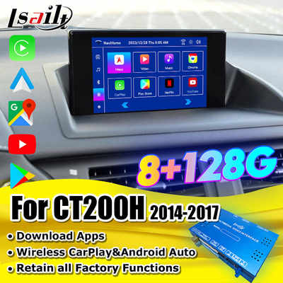 Lsailt Wireless CarPlay Android Video Interface สําหรับ Lexus CT CT200H 2014-2017 การสนับสนุน ดาวน์โหลด APPs, NetFlix, YouTube