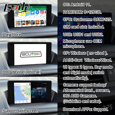 Lsailt Wireless CarPlay Android Video Interface สําหรับ Lexus CT CT200H 2014-2017 การสนับสนุน ดาวน์โหลด APPs, NetFlix, YouTube