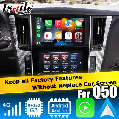 อินเตอร์เฟส GPS carplay อินเตอร์เฟสกล่องการนําทาง Android 11 8+128GB สําหรับ Infiniti Q50 / Q60