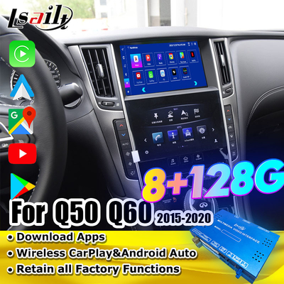 Lsailt แอนดรอยด์ อินโฟเทนเทนเม้นท์โมดูลสําหรับอินฟินิตี้ Q50 Q60 2014-2020 อินเตอร์เฟซ CarPlay, Android Navigation Box