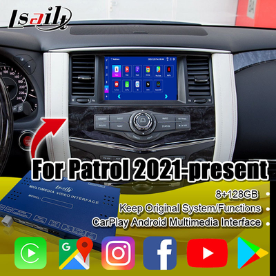 Lsailt 8G อินเตอร์เฟซมัลติมีเดีย Android สําหรับ Nissan Patrol 2020-2023 แผนที่ Google, CarPlay, Android Navigation Box, YouTube