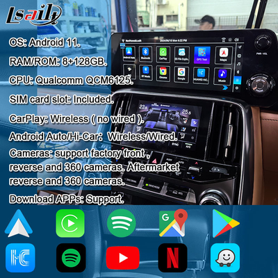Lsailt Qualcomm Android Video Interface สําหรับ Lexus LX600 LX500d RX ES NX 2021- รองรับยูทูป, เน็ตฟลิกซ์, คาร์เพลย์ไร้สาย