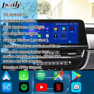 อินเตอร์เฟซวีดีโอมัลติมีเดีย Android สําหรับ RX350h RX500H 2023-2024 NX LX GX ES รวม NetFlix, YouTube, สล็อตการ์ด SIM