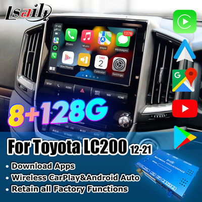 8+128GB Qualcomm Android Multimedia Video Interface สําหรับ Land Cruiser 2013-2021 LC200, VX_R, GX_R พร้อมการเล่น CarPlay แบบไร้สาย