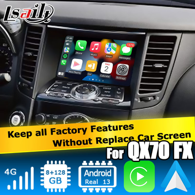 แอนดรอยด์ 13 การนําทาง รถยนต์ อินเตอร์เฟสวีดีโอ การสนับสนุน Waze / Youtube สําหรับ Infiniti QX70 / FX50 FX35 FX37