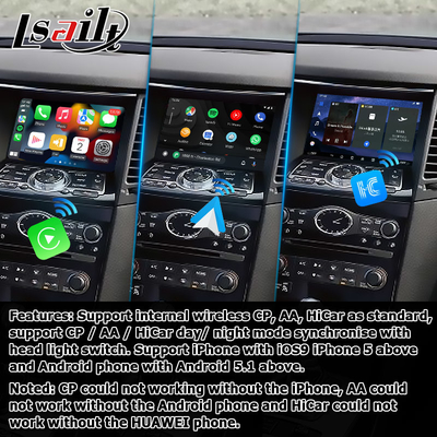 แอนดรอยด์ 13 การนําทาง รถยนต์ อินเตอร์เฟสวีดีโอ การสนับสนุน Waze / Youtube สําหรับ Infiniti QX70 / FX50 FX35 FX37