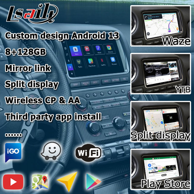 แอนดรอยด์ 13 8+128 การนําทาง Carplay แอนดรอยด์ อัตโนมัติ อินเตอร์เฟซวีดีโอสําหรับ Nissan GT-R GTR R35