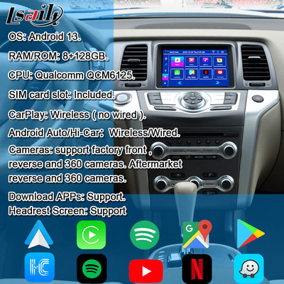 Lsailt 8G CarPlay / Android Multimedia Interface สําหรับ Nissan Murano, Quest, Patrol Infiniti QX พร้อม NetFlix, แผนที่ Google