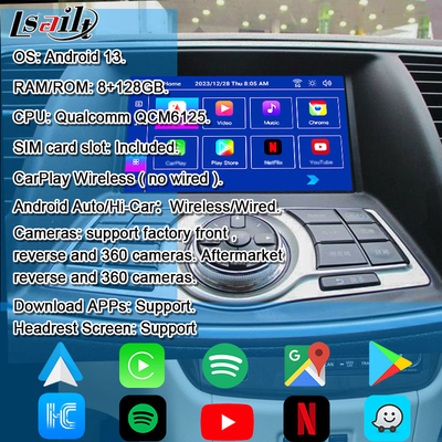 Nissan Multmedia Interface สําหรับ Teana J32 Murano Quest Patrol แอนดรอยด์ 13 โมดูลข้อมูลบันเทิงกับเน็ตฟลิกซ์ ยูทูป