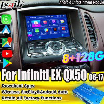 Lsailt 8G Android Infotainment Module สําหรับ Infiniti EX QX50 2008-2017 รวมการเล่น CarPlay แบบไร้สาย, YouTube, NetFlix