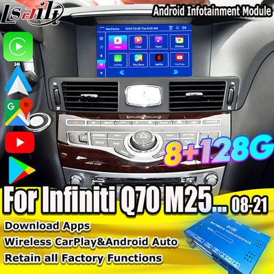 8G Qualcomm Android Multimedia Interface สําหรับ Infiniti Q70 M45 M25 2010- กล่องการเล่น CarPlay แบบไร้สาย, Android Auto, NetFlix