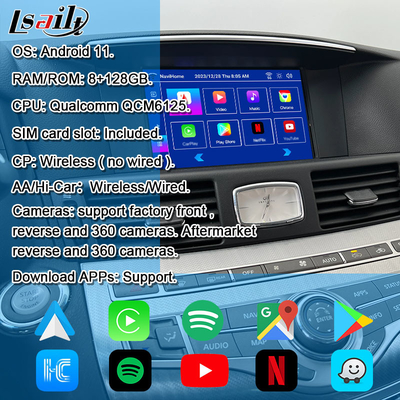 8G Qualcomm Android Multimedia Interface สําหรับ Infiniti Q70 M45 M25 2010- กล่องการเล่น CarPlay แบบไร้สาย, Android Auto, NetFlix