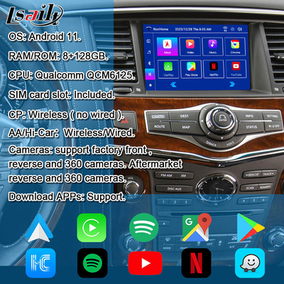 8G แอนดรอยด์ อินโฟเทิร์นเมนท์โมดูลสําหรับอินฟินิตี้ QX80 QX56 นิสสัน แปทรอล 20100-2021 อินเตอร์เฟซ CarPlay ไร้สาย, YouTube