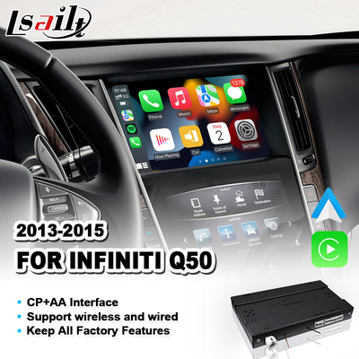 อินเตอร์เฟซการบูรณาการ Android Auto Carplay แบบไร้สายสําหรับ 2013-2015 Infiniti Q50