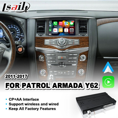 อินเตอร์เฟซ Carplay Android Auto แบบไร้สายสําหรับ 2011-2017 นิสสัน Patrol Y62