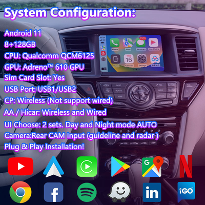 Lsailt Android Video Interface สำหรับ Nissan Pathfinder R52 พร้อม Wireless Carplay Android Auto