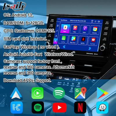Lsailt 8G Wireless CarPlay แอนดรอยด์ อินโฟเทิร์นเมนท์โมดูล สําหรับ Toyota Camry TOUCH3 2018-2021 Sienna รองรับ YouTube, NetFlix, กล้อง 360