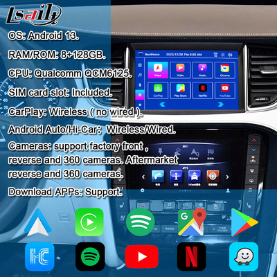 8+128G Android Navigation Box โมดูลข้อมูลบันเทิงสําหรับ Infiniti QX50 2018-2020 EX QX80 พร้อม CarPlay แบบไร้สาย, อินเตอร์เฟซ Android