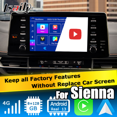 อินเตอร์เฟสวิดีโอมัลติมีเดียรถยนต์ Android อินเตอร์เฟสการเล่นรถยนต์สําหรับ TOYOTA Sienna